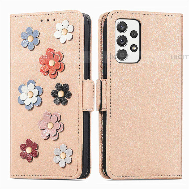 Custodia Portafoglio In Pelle Fiori Cover con Supporto S02D per Samsung Galaxy A52 4G