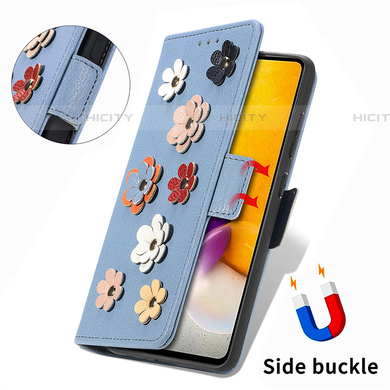 Custodia Portafoglio In Pelle Fiori Cover con Supporto S02D per Samsung Galaxy A72 4G