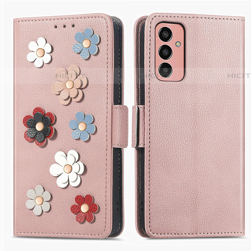 Custodia Portafoglio In Pelle Fiori Cover con Supporto S02D per Samsung Galaxy F13 4G