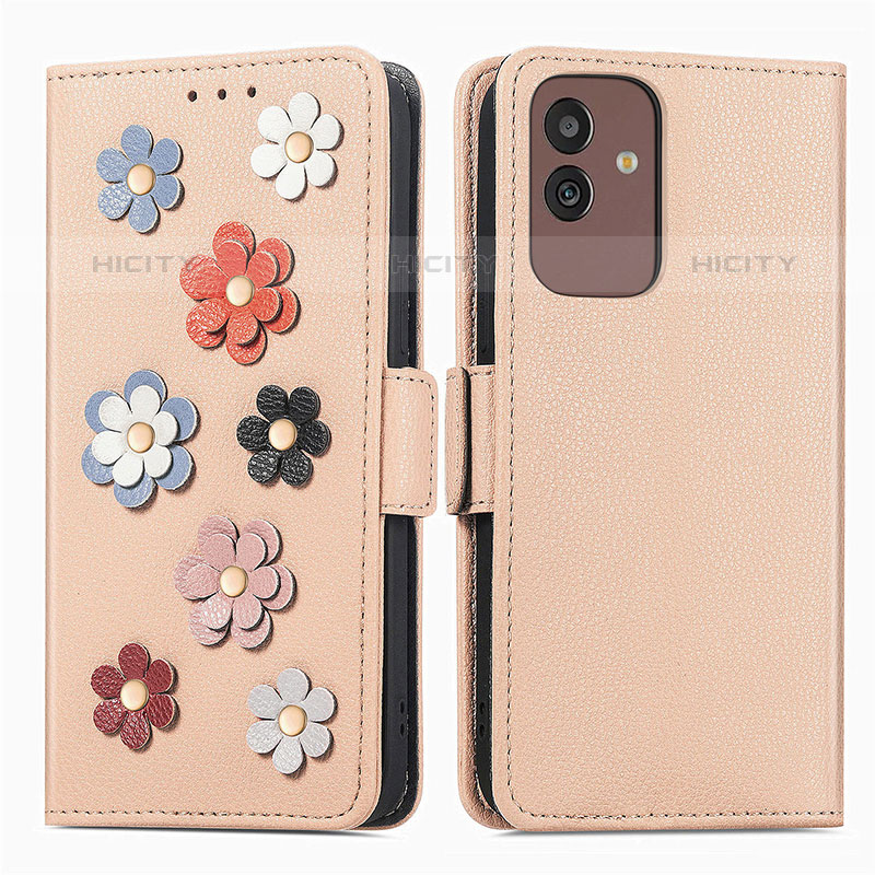 Custodia Portafoglio In Pelle Fiori Cover con Supporto S02D per Samsung Galaxy M13 5G