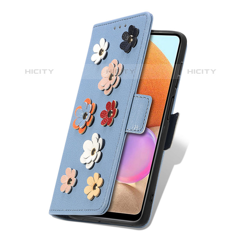 Custodia Portafoglio In Pelle Fiori Cover con Supporto S02D per Samsung Galaxy M32 5G