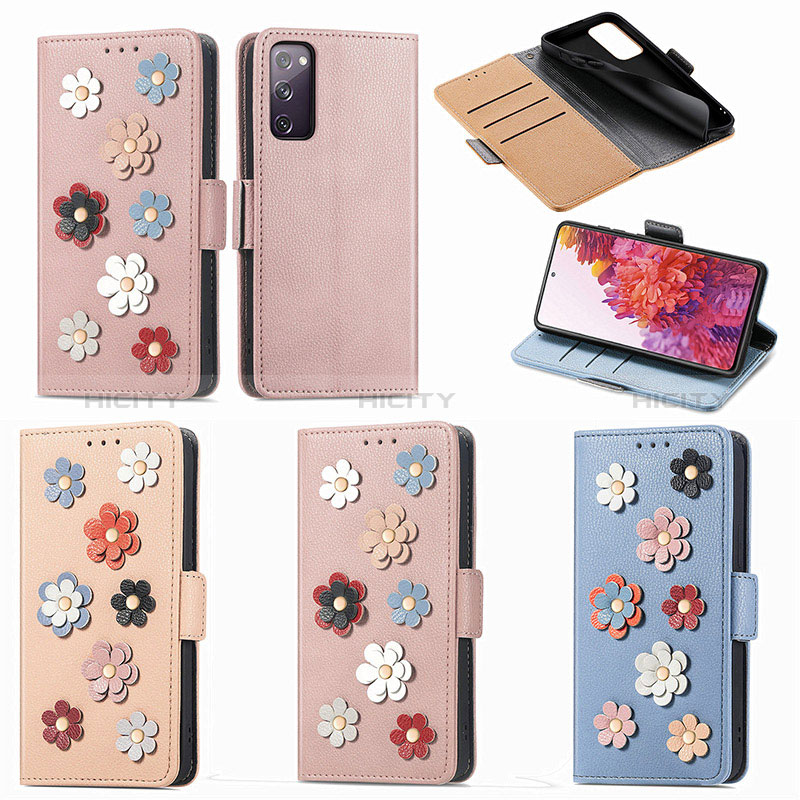 Custodia Portafoglio In Pelle Fiori Cover con Supporto S02D per Samsung Galaxy S20 FE 5G