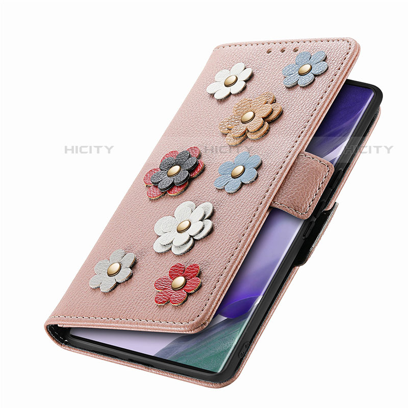 Custodia Portafoglio In Pelle Fiori Cover con Supporto S02D per Samsung Galaxy S21 Ultra 5G