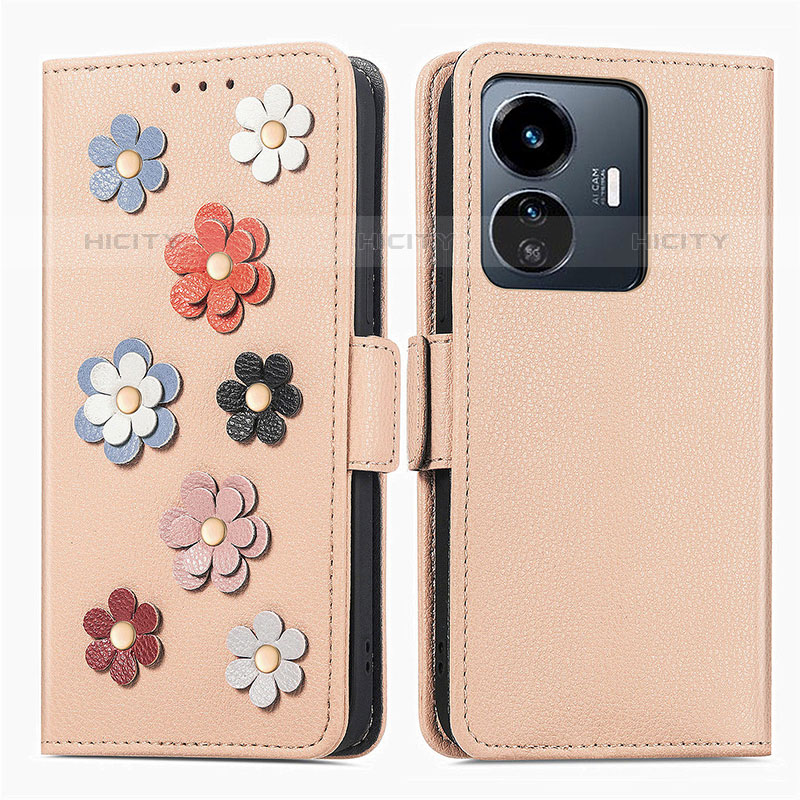 Custodia Portafoglio In Pelle Fiori Cover con Supporto S02D per Vivo iQOO Z6 Lite 5G