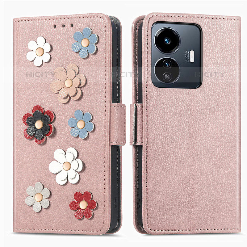 Custodia Portafoglio In Pelle Fiori Cover con Supporto S02D per Vivo iQOO Z6 Lite 5G