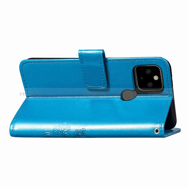 Custodia Portafoglio In Pelle Fiori Cover con Supporto S03D per Google Pixel 5