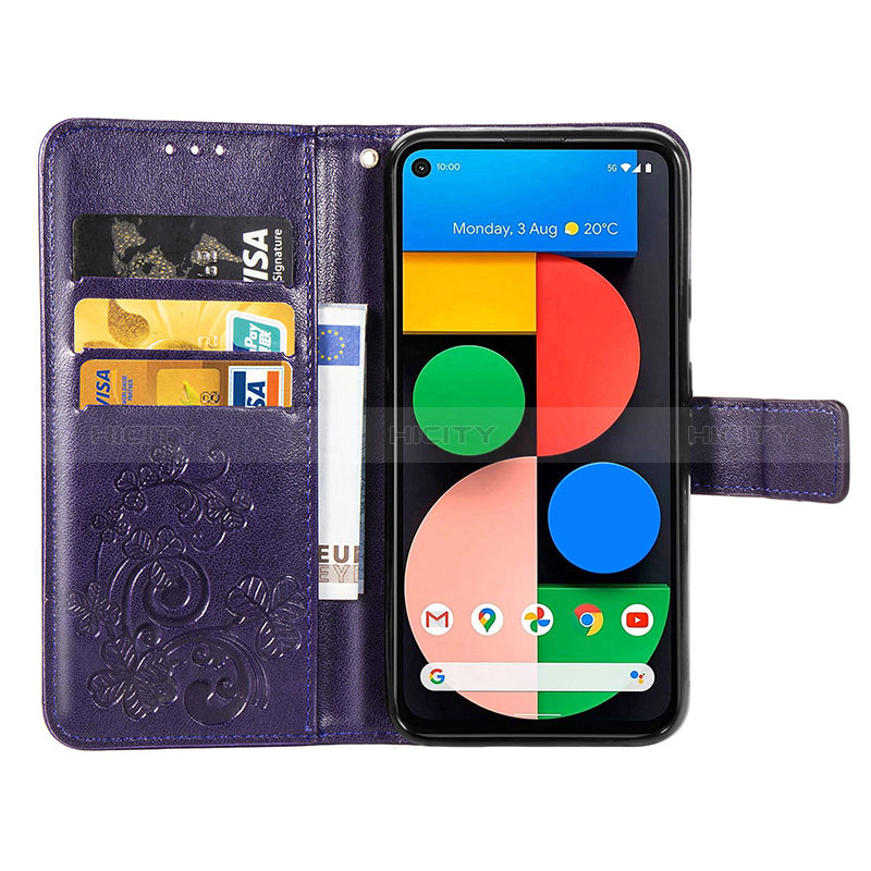 Custodia Portafoglio In Pelle Fiori Cover con Supporto S03D per Google Pixel 5 XL 5G