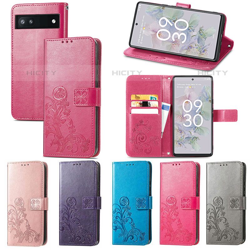 Custodia Portafoglio In Pelle Fiori Cover con Supporto S03D per Google Pixel 6a 5G