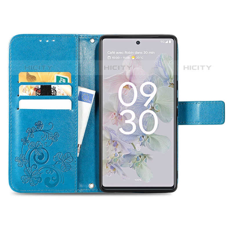 Custodia Portafoglio In Pelle Fiori Cover con Supporto S03D per Google Pixel 6a 5G