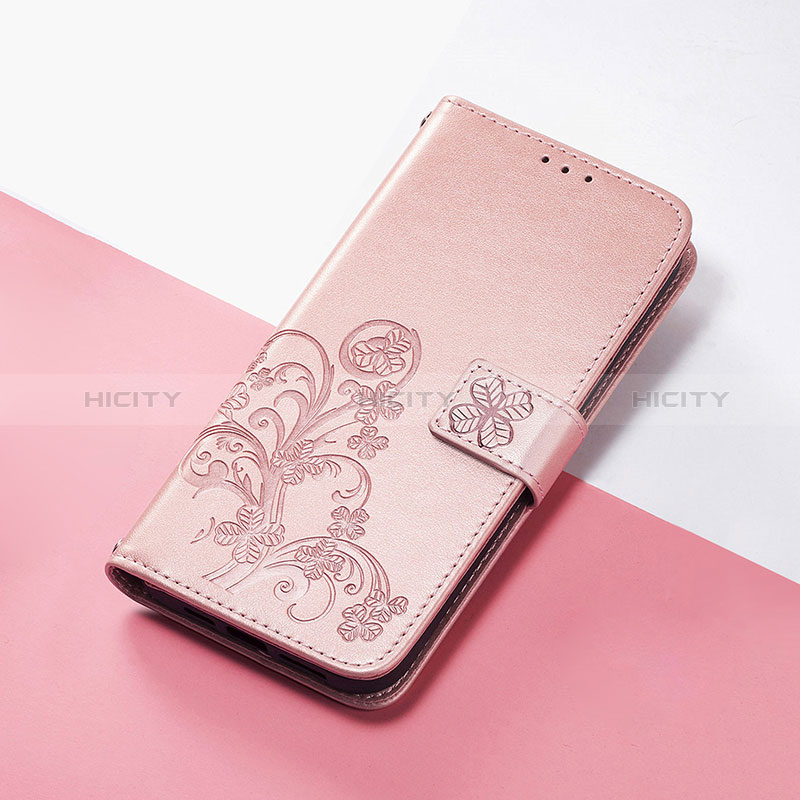 Custodia Portafoglio In Pelle Fiori Cover con Supporto S03D per Google Pixel 7 Pro 5G Oro Rosa