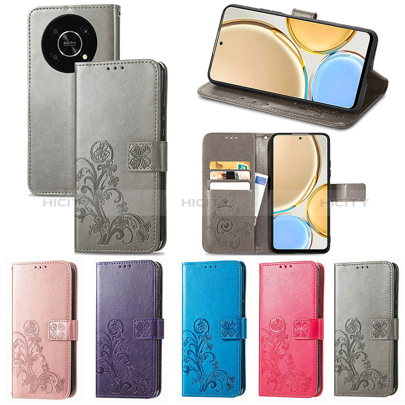 Custodia Portafoglio In Pelle Fiori Cover con Supporto S03D per Huawei Enjoy 50 Pro