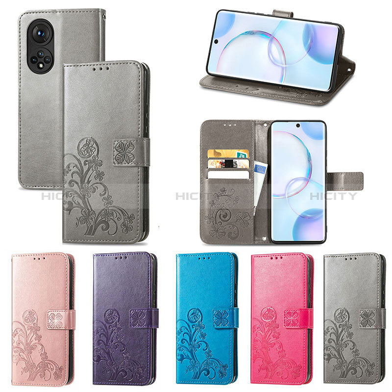 Custodia Portafoglio In Pelle Fiori Cover con Supporto S03D per Huawei Honor 50 5G