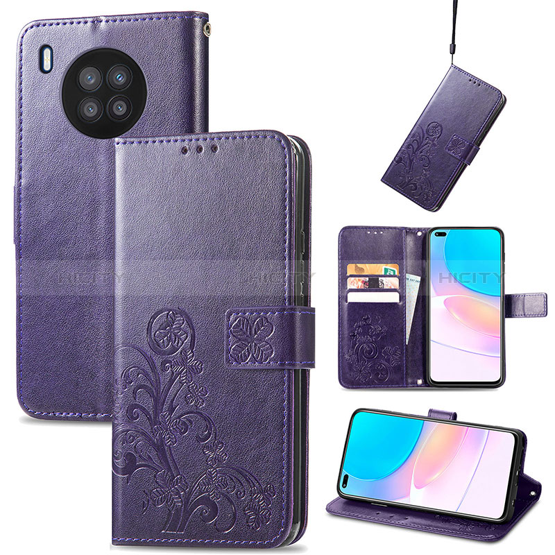 Custodia Portafoglio In Pelle Fiori Cover con Supporto S03D per Huawei Honor 50 Lite