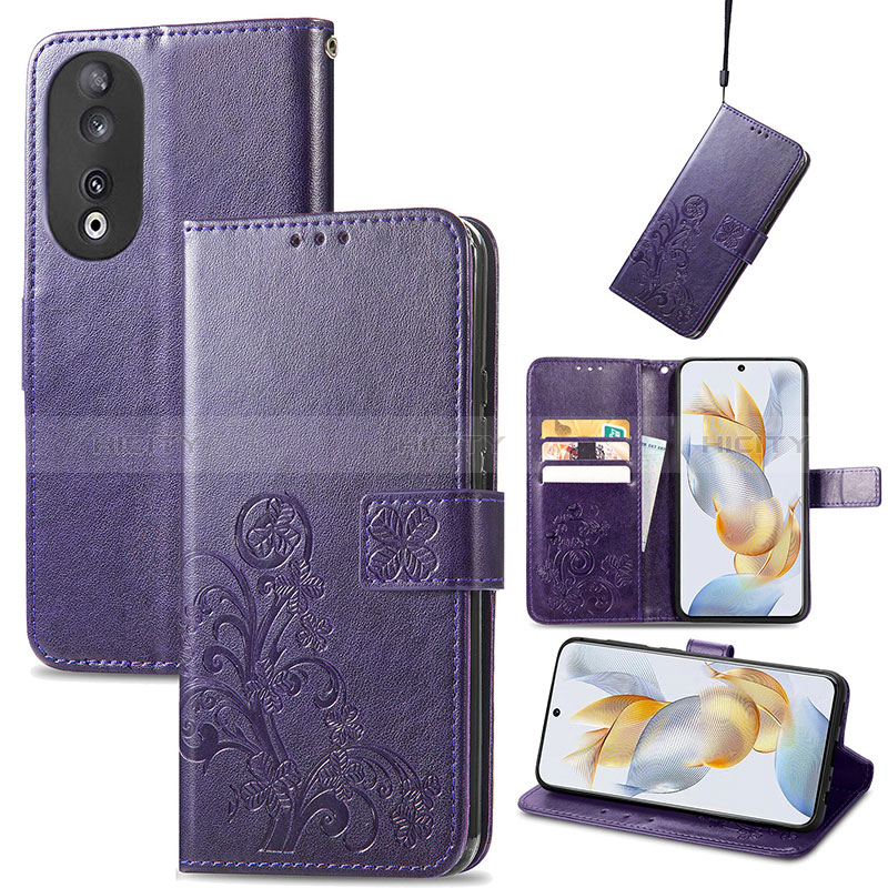 Custodia Portafoglio In Pelle Fiori Cover con Supporto S03D per Huawei Honor 90 5G