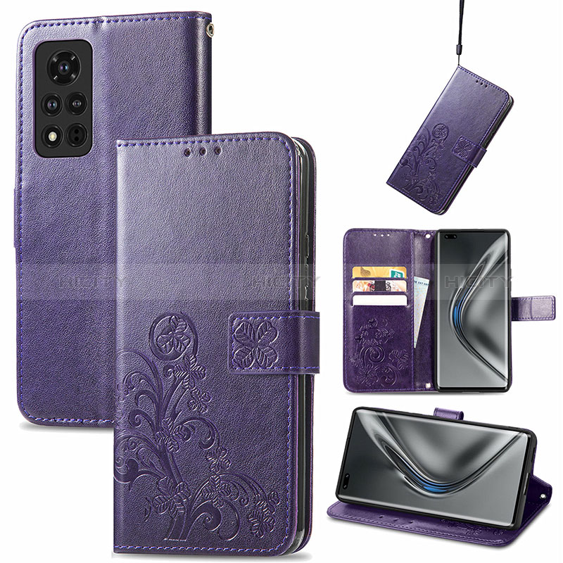 Custodia Portafoglio In Pelle Fiori Cover con Supporto S03D per Huawei Honor V40 5G