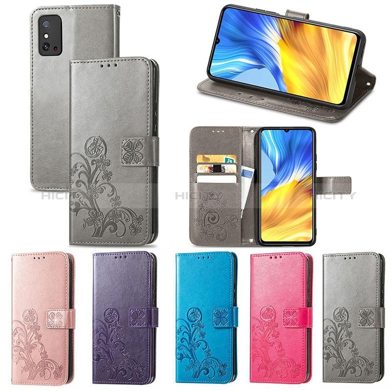 Custodia Portafoglio In Pelle Fiori Cover con Supporto S03D per Huawei Honor X10 Max 5G