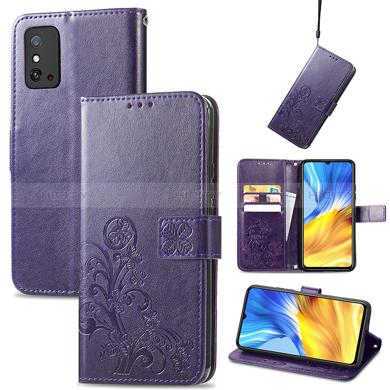 Custodia Portafoglio In Pelle Fiori Cover con Supporto S03D per Huawei Honor X10 Max 5G