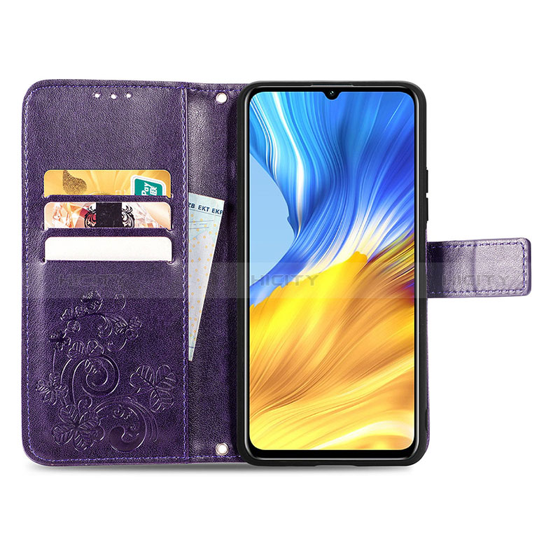 Custodia Portafoglio In Pelle Fiori Cover con Supporto S03D per Huawei Honor X10 Max 5G