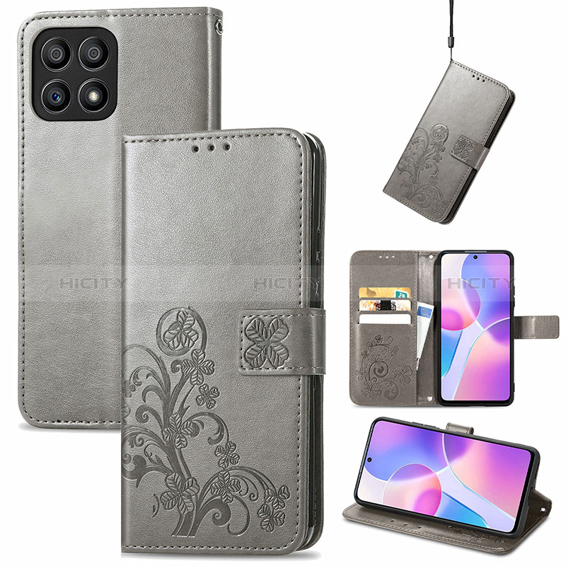 Custodia Portafoglio In Pelle Fiori Cover con Supporto S03D per Huawei Honor X30i