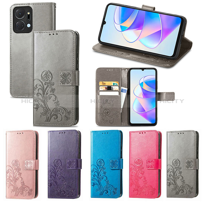 Custodia Portafoglio In Pelle Fiori Cover con Supporto S03D per Huawei Honor X7a