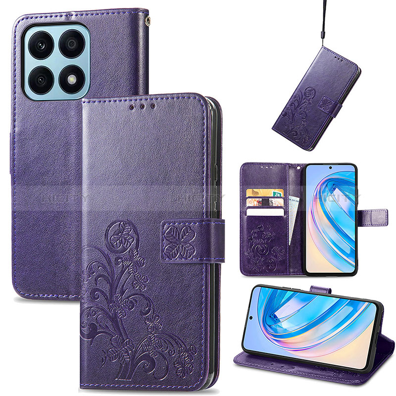 Custodia Portafoglio In Pelle Fiori Cover con Supporto S03D per Huawei Honor X8a 4G