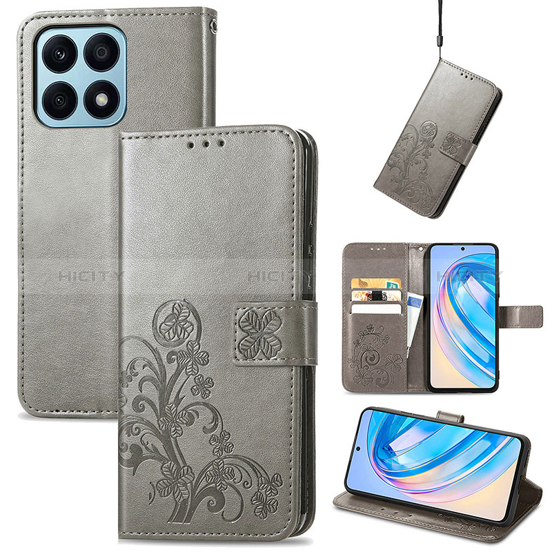 Custodia Portafoglio In Pelle Fiori Cover con Supporto S03D per Huawei Honor X8a 4G