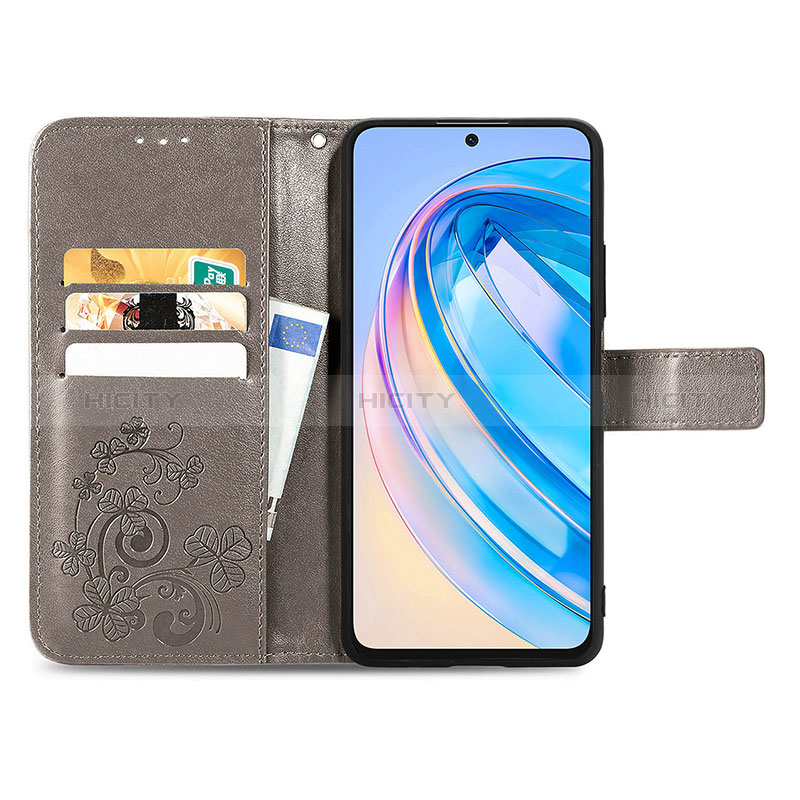 Custodia Portafoglio In Pelle Fiori Cover con Supporto S03D per Huawei Honor X8a 4G