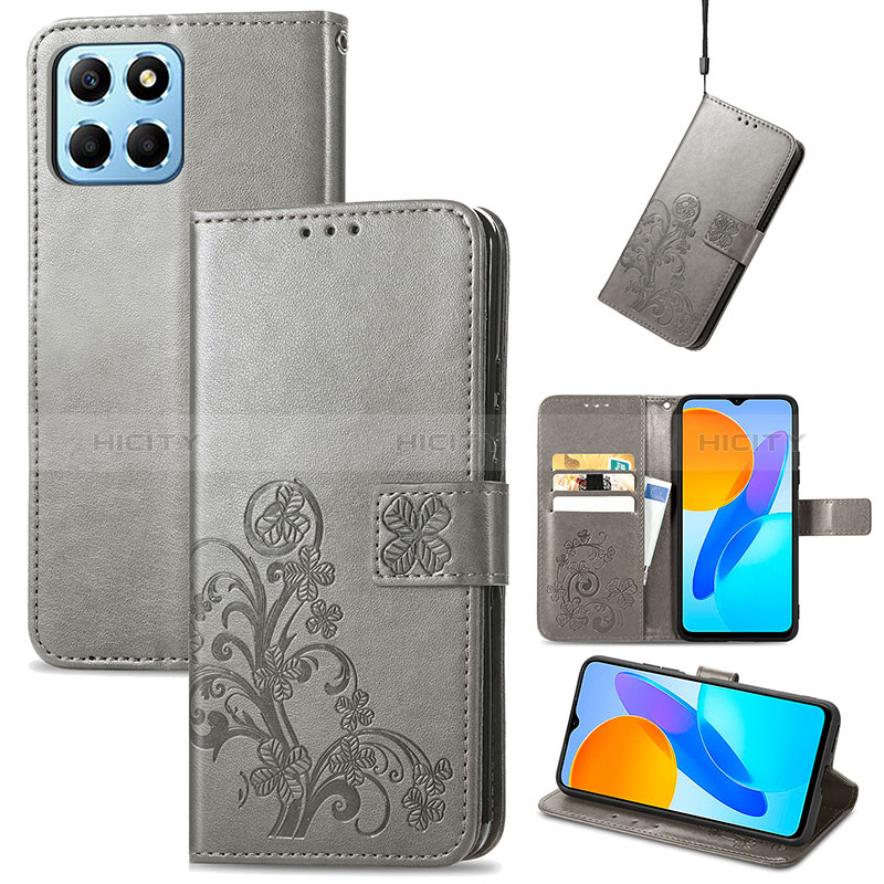 Custodia Portafoglio In Pelle Fiori Cover con Supporto S03D per Huawei Honor X8a 5G