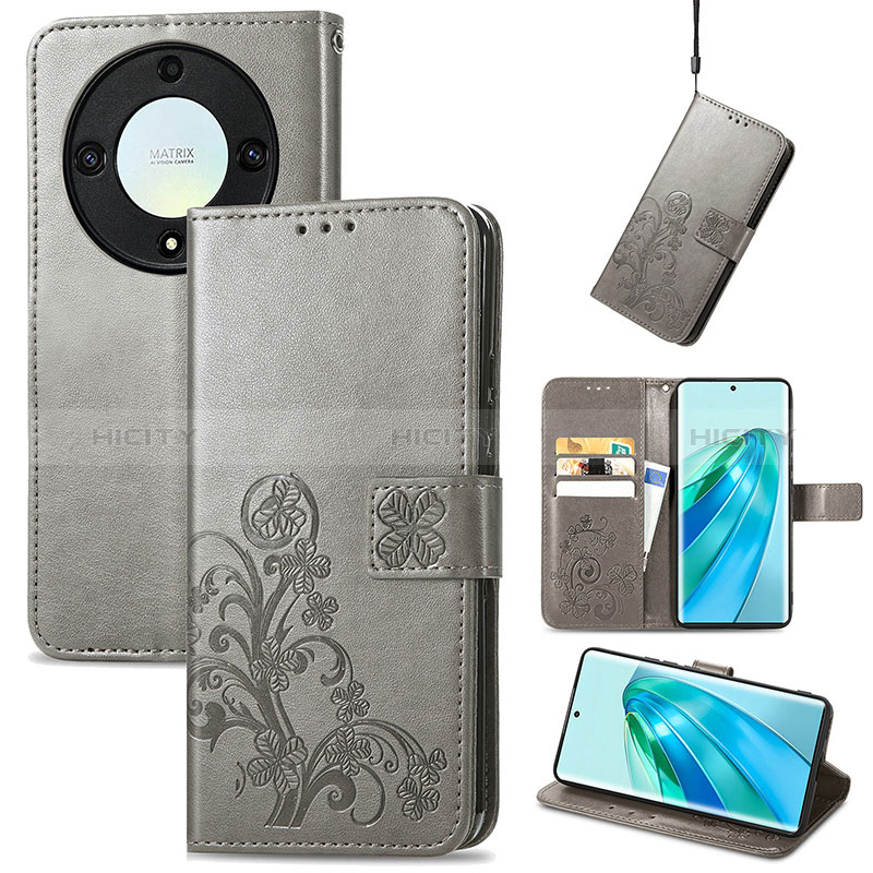 Custodia Portafoglio In Pelle Fiori Cover con Supporto S03D per Huawei Honor X9a 5G