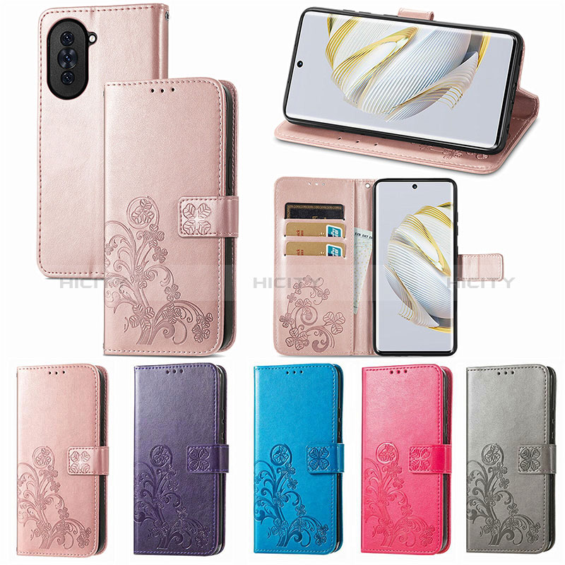 Custodia Portafoglio In Pelle Fiori Cover con Supporto S03D per Huawei Nova 10