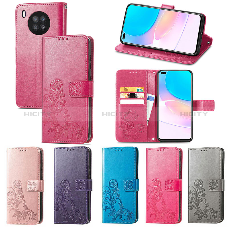 Custodia Portafoglio In Pelle Fiori Cover con Supporto S03D per Huawei Nova 8i