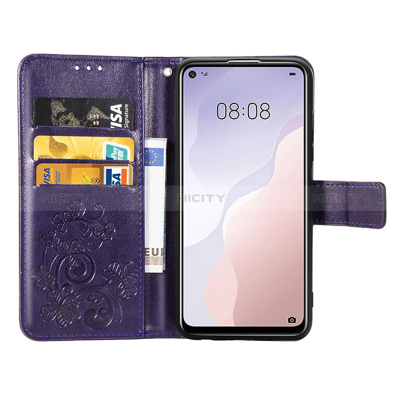 Custodia Portafoglio In Pelle Fiori Cover con Supporto S03D per Huawei P40 Lite 5G