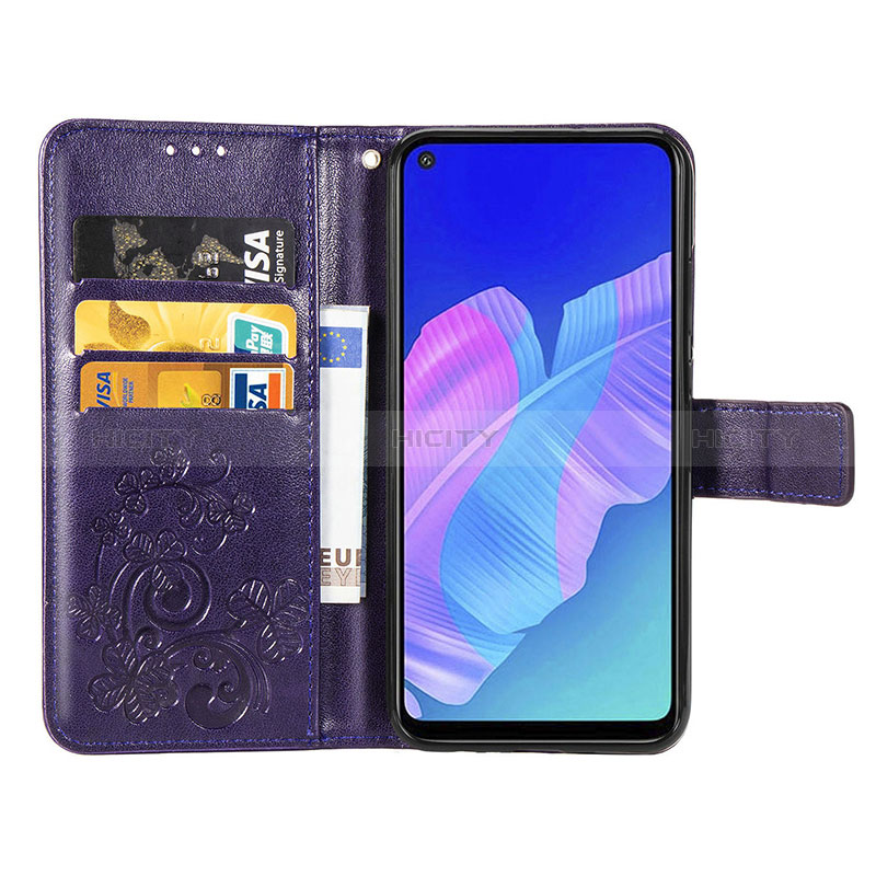 Custodia Portafoglio In Pelle Fiori Cover con Supporto S03D per Huawei P40 Lite E