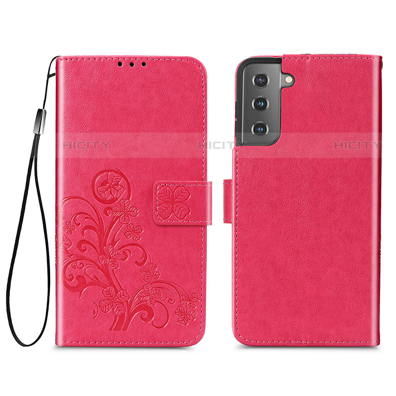 Custodia Portafoglio In Pelle Fiori Cover con Supporto S03D per Samsung Galaxy S21 5G