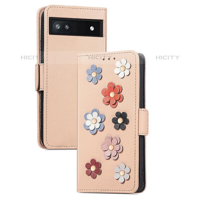 Custodia Portafoglio In Pelle Fiori Cover con Supporto S04D per Google Pixel 6a 5G