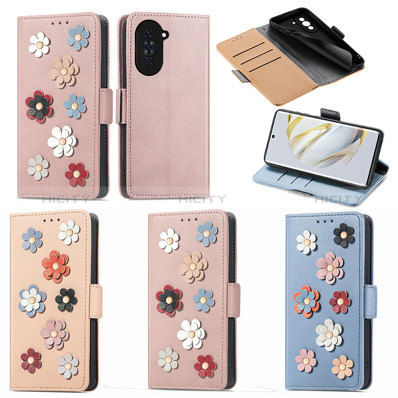 Custodia Portafoglio In Pelle Fiori Cover con Supporto S04D per Huawei Nova 10