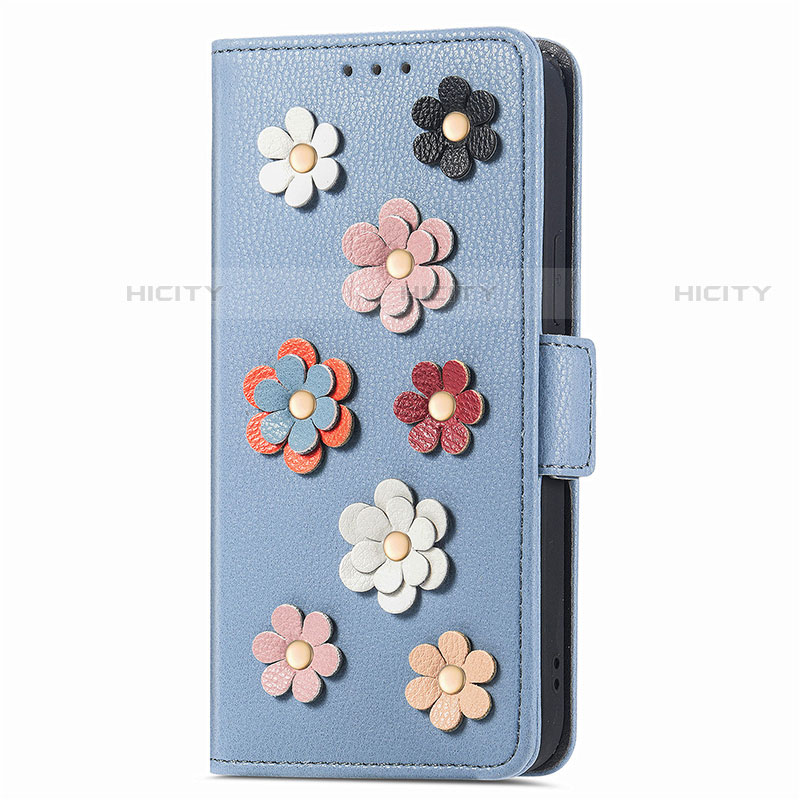 Custodia Portafoglio In Pelle Fiori Cover con Supporto S04D per Samsung Galaxy S22 Ultra 5G