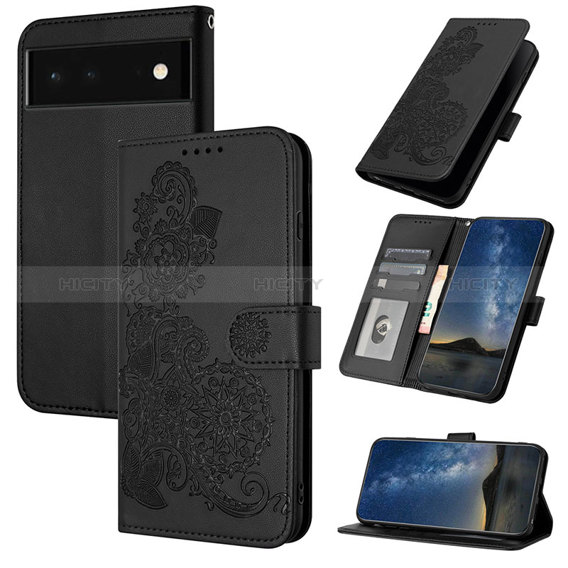 Custodia Portafoglio In Pelle Fiori Cover con Supporto Y01X per Google Pixel 6 5G