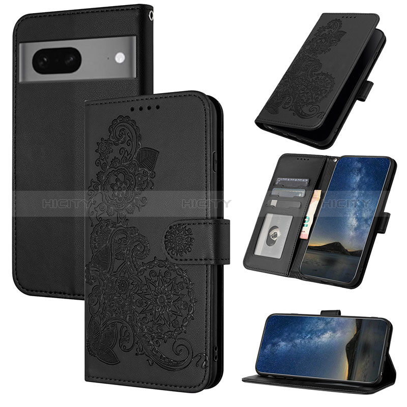 Custodia Portafoglio In Pelle Fiori Cover con Supporto Y01X per Google Pixel 7 5G