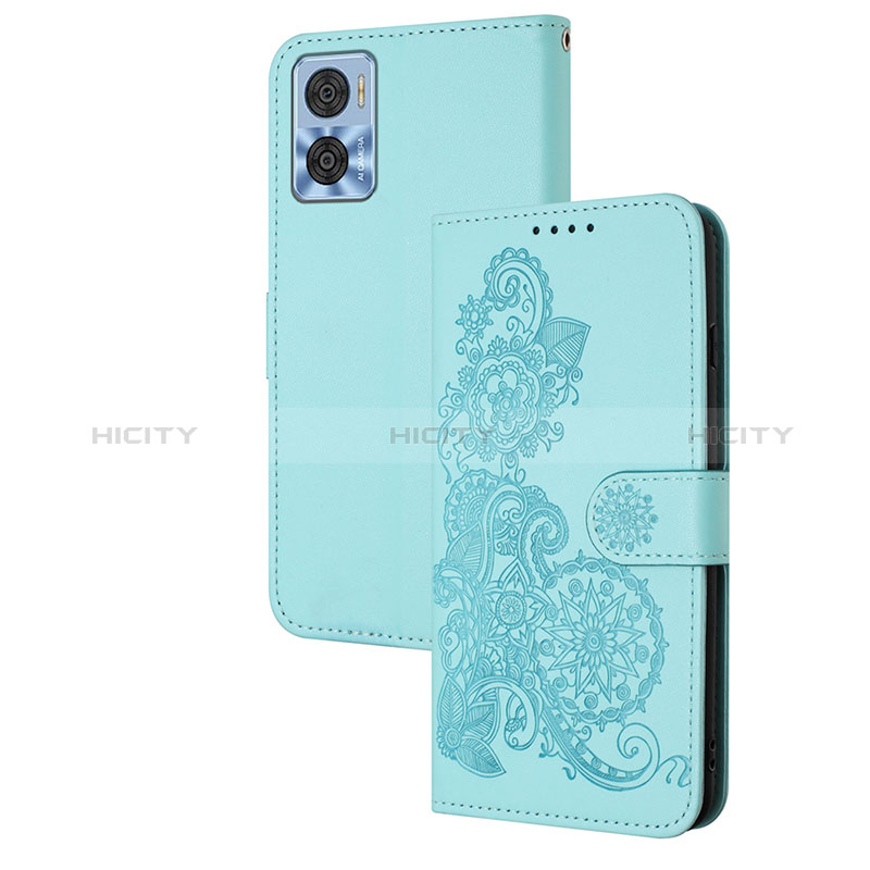 Custodia Portafoglio In Pelle Fiori Cover con Supporto Y01X per Motorola Moto E22