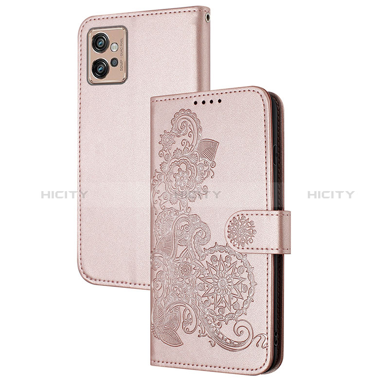 Custodia Portafoglio In Pelle Fiori Cover con Supporto Y01X per Motorola Moto G32