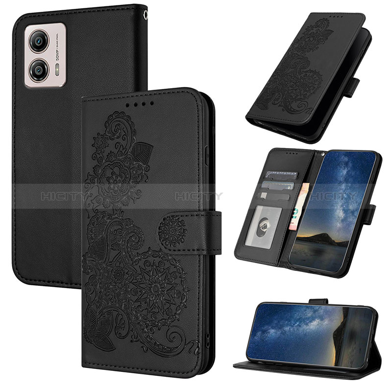 Custodia Portafoglio In Pelle Fiori Cover con Supporto Y01X per Motorola Moto G53y 5G