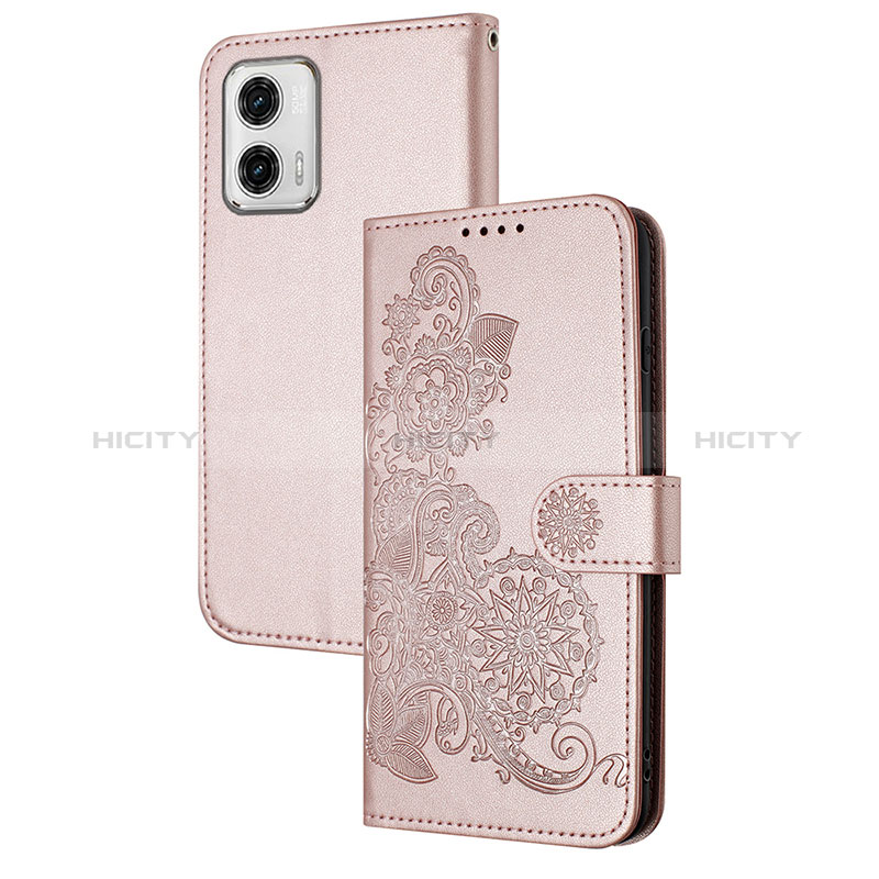 Custodia Portafoglio In Pelle Fiori Cover con Supporto Y01X per Motorola Moto G73 5G