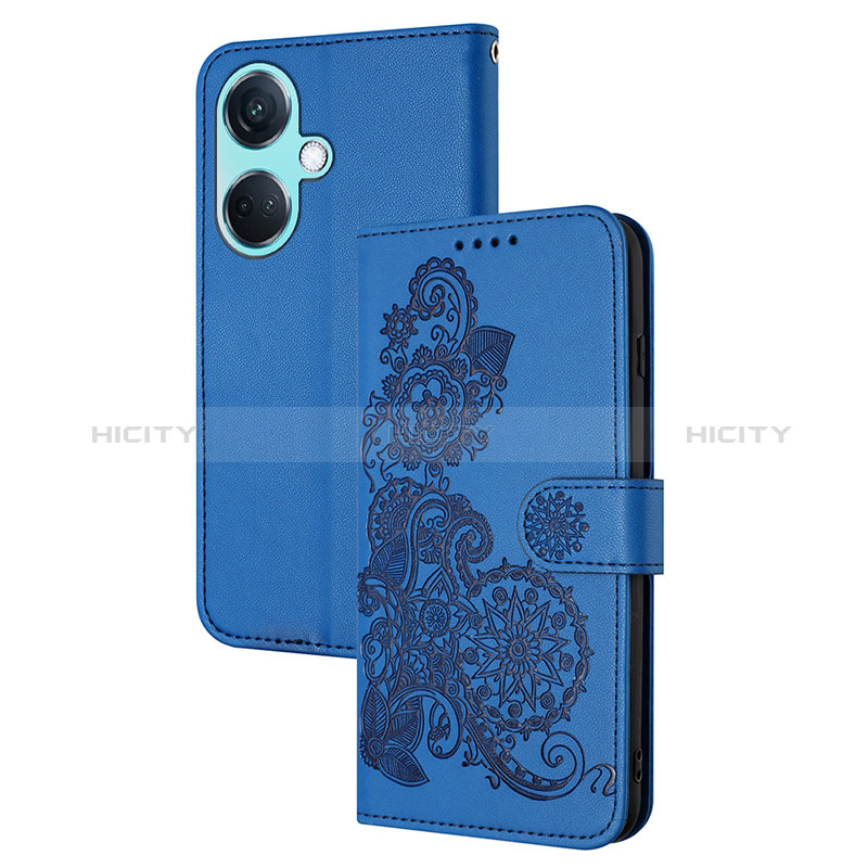 Custodia Portafoglio In Pelle Fiori Cover con Supporto Y01X per Oppo K11 5G Blu