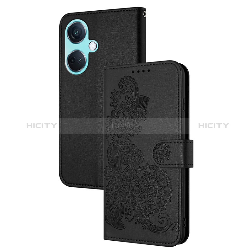 Custodia Portafoglio In Pelle Fiori Cover con Supporto Y01X per Oppo K11 5G Nero