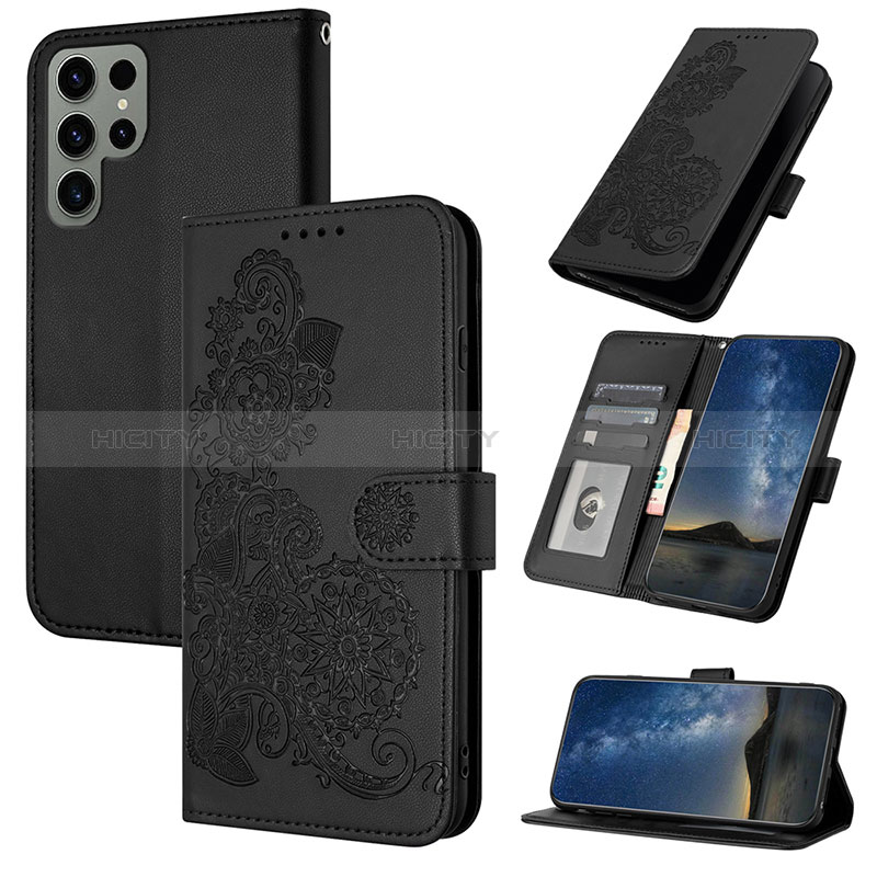 Custodia Portafoglio In Pelle Fiori Cover con Supporto Y01X per Samsung Galaxy S22 Ultra 5G