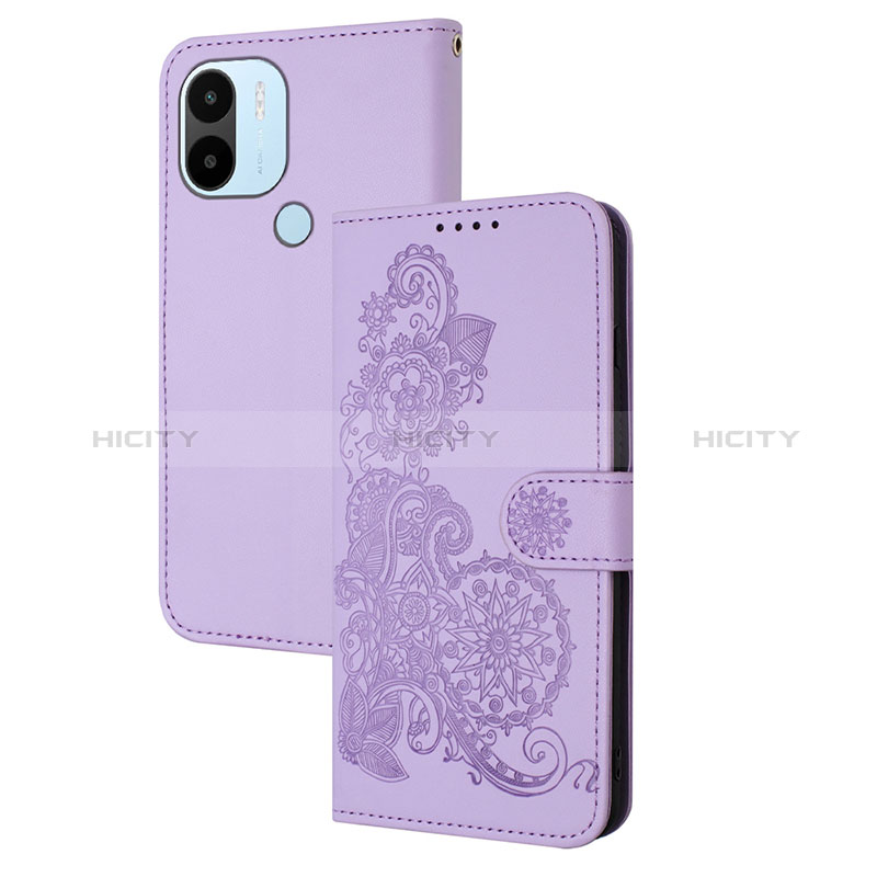 Custodia Portafoglio In Pelle Fiori Cover con Supporto Y01X per Xiaomi Redmi A1 Plus Viola