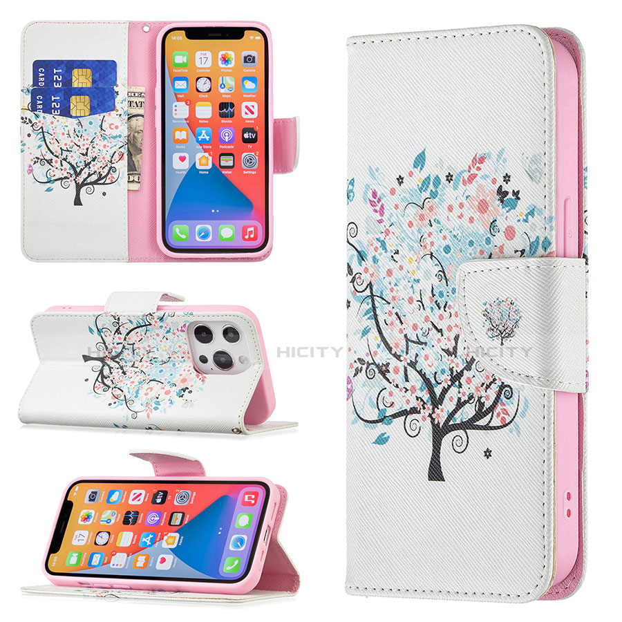 Custodia Portafoglio In Pelle Fiori Cover con Supporto Z02 per Apple iPhone 13 Pro Max Multicolore