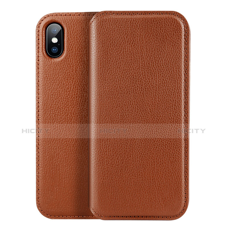 Custodia Portafoglio In Pelle per Apple iPhone Xs Max Marrone