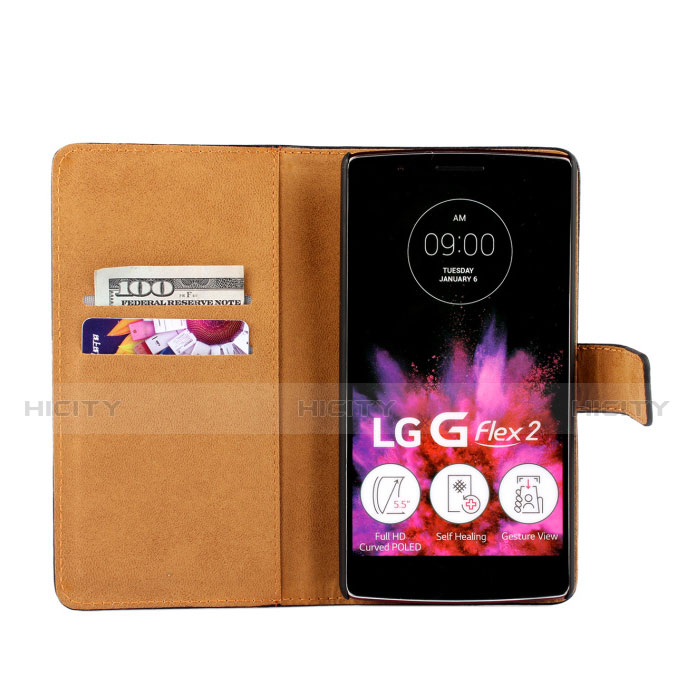 Custodia Portafoglio In Pelle per LG G Flex 2 Nero